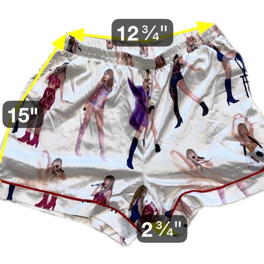 Taylor Swift Satin Pajama Shorts Swiftie Inspired Sleepover Girlycore Medium - Picture 2 of 11